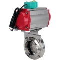 Затвор дисковый поворотный DN.ru WBV3131S-2W-W-H Ду50 Ру10 под приварку, пищевая нержавеющая сталь 304, уплотнение - Silicon, с пневмоприводом PA-DA-052, пневмораспределителем 4M310-08 24В и магнитным переключателем ALS200D