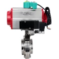Затвор дисковый поворотный DN.ru WBV3131E-2W-W-H Ду25 Ру10 под приварку, пищевая нержавеющая сталь 304, уплотнение - EPDM, с пневмоприводом PA-DA-052, пневмораспределителем 4М310-08 24В NAMUR и магнитным переключателем ALS200D