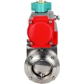 Затвор дисковый поворотный DN.ru WBV3131E-2W-W-H Ду50 Ру10 под приварку, пищевая нержавеющая сталь 304, уплотнение - EPDM, с пневмоприводом PA-DA-052 и магнитным переключателем ALS200D