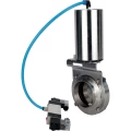 Затвор дисковый поворотный DN.ru WBV3131S-2W-W-H Ду25 Ру10 под приварку, пищевая нержавеющая сталь 304, уплотнение – Silicon, с пневмоприводом DN.ru PA-SA-85 и пневмораспределителем DN.ru 4V320-10 220В