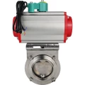 Затвор дисковый поворотный DN.ru WBV3131E-2W-W-H Ду15 Ру10 под приварку, корпус - пищевая нержавеющая сталь 304, уплотнение - EPDM, с пневмоприводом PA-SA-065 и магнитным переключателем ALS200D