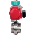 Затвор дисковый поворотный DN.ru WBV3131S-2W-T-H Ду100 Ру10 резьбовой, пищевая нержавеющая сталь 304, уплотнение - Silicon, с пневмоприводом PA-DA-052, пневмораспределителем 4M310-08 24В и магнитным переключателем ALS200D