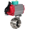 Затвор дисковый поворотный DN.ru WBV3131S-2W-T-H Ду32 Ру10 резьбовой, пищевая нержавеющая сталь 304, уплотнение - Silicon, с пневмоприводом PA-DA-052, пневмораспределителем 4M310-08 24В и магнитным переключателем ALS200D