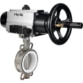 Затвор дисковый поворотный DN.ru WBV3232P-2W-Fb-H Ду100 Ру16, корпус - нержавеющая сталь 316L, диск - нержавеющая сталь 316L, уплотнение - PTFE, с пневмоприводом PA-DA-105-1 двойного действия, пневмораспределителем 4М310-08 220В NAMUR
