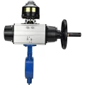Затвор дисковый поворотный DN.ru WBV3432E-2W-Fb-H Ду150 Ру16, корпус - углеродистая сталь WCB, диск - нержавеющая сталь 316L, уплотнение - EPDM, с пневмоприводом PA-DA-105-1 двойного действия, с БКВ APL-510N EX