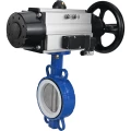 Затвор дисковый поворотный DN.ru WBV3432P-2W-Fb-H Ду100 Ру16, корпус - углеродистая сталь WCB, диск - нержавеющая сталь 316L, уплотнение - PTFE, с пневмоприводом PA-DA-105-1 двойного действия, пневмораспределителем 4M310-08 AC220V