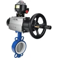 Затвор дисковый поворотный DN.ru WBV3432P-2W-Fb-H Ду125 Ру16, корпус - углеродистая сталь WCB, диск - нержавеющая сталь 316L, уплотнение - PTFE, с пневмоприводом PA-DA-105-1 двойного действия, с БКВ APL-510N EX