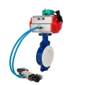 Затвор дисковый поворотный DN.ru WBV3434Pf-2W-Fb-H Ду50 Ру16 корпус - углеродистая сталь WCB, диск - углеродистая сталь WCB, футерованный PTFE, уплотнение - PTFE, с пневмоприводом DN.ru PA-SA-083, 4V320-08 AC220V и ALS200D