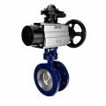 Затвор дисковый поворотный с тройным эксцентриситетом DN.ru WBV3EX-3431M-1W-F-ISO Ду100 Ру25, корпус - углеродистая сталь WCB, диск - нержавеющая сталь 304, уплотнение - METAL, с пневмоприводом PA-DA-105-1 и БКВ APL-210N