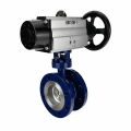 Затвор дисковый поворотный с тройным эксцентриситетом DN.ru WBV3EX-3431M-1W-F-ISO Ду100 Ру25, корпус - углеродистая сталь WCB, диск - нержавеющая сталь 304, уплотнение - METAL, с пневмоприводом PA-DA-105-1