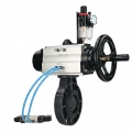 Затвор дисковый поворотный DN.ru WBV4242E-2W-Fb-ISO Дн80 Ру10 межфланцевый, корпус - НПВХ, диск - НПВХ, уплотнение - EPDM, с пневмоприводом PA-DA-105-1, пневмораспределителем 4V320-10 AC220V и БПВ AFC2000
