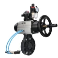 Затвор дисковый поворотный DN.ru WBV4242E-2W-Fb-ISO Дн80 Ру10 межфланцевый, корпус - НПВХ, диск - НПВХ, уплотнение - EPDM, с пневмоприводом PA-DA-105-1, пневмораспределителем 4V320-08 AC220V, БКВ APL-210N и БПВ AFC2000