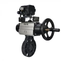 Затвор дисковый поворотный DN.ru WBV4242E-2W-Fb-ISO Дн50 Ру10 межфланцевый, корпус - НПВХ, диск - НПВХ, уплотнение - EPDM, с пневмоприводом PA-DA-105-1 и пневмопозиционером YT-1000RSN без обратной связи