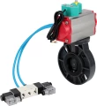 Затвор дисковый поворотный DN.ru WBV4242E-2W-Fb-ISO Дн100 Ру10 межфланцевый, корпус - НПВХ, диск - НПВХ, уплотнение - EPDM, с пневмоприводом PA-SA-083, пневмораспределителем 4V320-10 220В и магнитным переключателем ALS200D