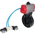 Затвор дисковый поворотный DN.ru WBV4242E-2W-Fb-ISO Дн100 Ру10 межфланцевый, корпус - НПВХ, диск - НПВХ, уплотнение - EPDM, с пневмоприводом PA-DA-065 и пневмораспределителем 4V320-08 220В