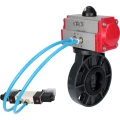 Затвор дисковый поворотный DN.ru WBV4242E-2W-Fb-ISO Дн80 Ру10 межфланцевый, корпус - НПВХ, диск - НПВХ, уплотнение - EPDM, с пневмоприводом PA-DA-052 и пневмораспределителем 4V320-10 220В