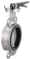 Затвор дисковый поворотный DN.ru WBV3232N-2W-Fb-H Ду125 Ру16 межфланцевый, корпус - нержавеющая сталь 316L, диск - нержавеющая сталь 316L, уплотнение - NBR, с рукояткой, квадрат 14х14, F07 дисковые затворы фланцевые нержавеющие
