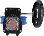 Затвор дисковый поворотный DN.ru WBV1132N-2W-Fb-H Ду100 Ру16 межфланцевый, корпус - чугун GG25, диск - нержавеющая сталь 316L, уплотнение - NBR, с редуктором HGB RQN1-180Z с индикатором положения