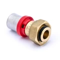 Муфта TIEMME Ду16x3/4'' Ру10 с накидной гайкой под евроконус для металлопластиковых труб прессовая, корпус - латунь