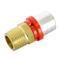 Муфта TIEMME Ду20x1/2'' Ру10 с наружной резьбой для металлопластиковых труб прессовая, корпус - латунь