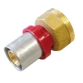 Муфта TIEMME Ду16x1/2'' Ру10 с внутренней резьбой для металлопластиковых труб прессовая, корпус - латунь