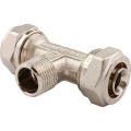 Тройник TIEMME 1608 Дн20х2.0х1/2″ Ру10 для металлопластиковых труб, винтовой, присоединение компрессионное/наружняя резьба, корпус – латунь