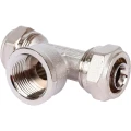 Тройник TIEMME 1609 Дн20х2.0х3/4″ Ру10 для металлопластиковых труб, винтовой, присоединение компрессионное/внутренняя резьба, корпус – латунь