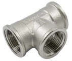 Тройник TIEMME 1570N 1/2″ Ду28 Pу30 внутренняя резьба корпус -  латунь никелированная для стальных труб