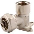 Угольник с креплением TIEMME 1606 Дн20х2.0х1/2″ Ру10 для металлопластиковых труб, винтовой, присоединение компрессионное/внутренняя резьба, корпус – латунь