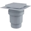 Трап вертикальный с гидрозатвором Alca Plast Дн110 регулируемый, с корпусом и решеткой из пластика 150х150мм