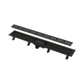Лоток душевой Alca Plast APZ10BLACK-550M Дн40 550х60мм с гидрозатвором и механическим сухим затвором, решетка нержавеющая сталь черная матовая, горизонтальный выпуск 