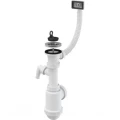 Сифон для кухонной мойки бутылочный Alca Plast A444P-DN50/40 1 1/2″х40/50 с гибким переливом, с отводом (штуцером), с нержавеющей решеткой