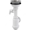 Сифон для кухонной мойки бутылочный Alca Plast A446P-DN50/40 3 1/2″х40/50 с отводом (штуцером), с нержавеющей решеткой