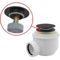 Сифон для поддона душевого Alca Plast A465BLACK-50 1 1/2″x50/40, высота - 72 мм, со сливным клапаном с системой закрытия ″клик-клак″, пробка диаметром 70 мм