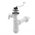 Сифон для умывальника Alca Plast A41PR 1 1/4″x40 бутылочный, с прямой трубкой диаметром 40 мм, с отводом (штуцером), литой выпуск с нержавеющей решеткой диаметром 63 мм