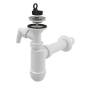 Сифон для умывальника бутылочный Alca Plast A41P 1 1/4″x40 с прямой трубкой, с отводом, с нержавеющей решеткой