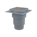 Трап регулируемый Alca Plast APV13 Дн110 150x150мм нержавеющая решетка, гидрозатвор, вертикальный выпуск