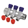 Коллектор ALTSTREAM 1″х2 Ду25 Py40 ВР-НР с вентилями, на 2 выхода 1/2″ НР, корпус - латунь