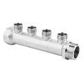 Коллектор ALTSTREAM 3/4″х1/2″ Ду20 Ру40 ВР-НР с патрубками, на 2 выхода 1/2″ НР, корпус - латунь