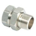 Соединитель ALTSTREAM 1/2″ Ду15 Ру40, прямой, корпус – никелированная латунь, американка внутренняя/наружная резьба