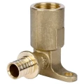 Угольник ALTSTREAM Дн16х1/2″ Ру10 90° переходной, аксиальный, удлиненный, материал корпуса - лутунь, ВР, с креплением для труб РЕ-Х и PE-RT