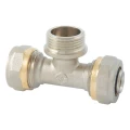 Тройник ALTSTREAM Дн16x1/2″х16 Ру20 для металлопластиковых труб, переходной, присоединение компрессионное/наружная резьба, корпус – никелированная латунь