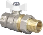 Кран шаровой TEBO КШ.402.КБ 1/2″ Ду15 Ру40 полнопроходной, латунь CW617N, никелированный, уплотнние - PTFE, внутренняя резьба / наружная резьба, ручка-бабочка