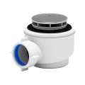 Сифон для поддона душевого АНИ Пласт E410C 1 1/2″x50/40, высота - 74 мм, со слив крышкой диаметром 70 мм