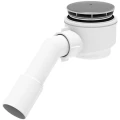 Сифон для поддона душевого АНИ Пласт E511C 1 1/2″x60/40, высота - 74 мм, с переходной трубкой 45°, слив крышкой диаметром 90 мм
