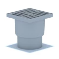 Трап нерегулируемый АНИ Пласт ta1212 Дн110 с гидрозатвором и нержавеющей решёткой 150х150мм вертикальный выпуск
