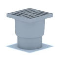 Трап нерегулируемый АНИ Пласт TQ1212 с сухим затвором Дн110 и нержавеющей решёткой 150х150мм вертикальный выпуск