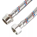 Гибкая подводка для воды AQUALINE 1/2″ Ру10 латунная гайка, корпус -  нержавеющая оплетка, длина - 3м, гайка-штуцер, резьба внутренняя-наружная