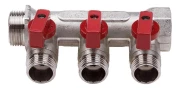 Коллектор AQUALINK 3/4″ Ду20 Ру10 2 отвода 1/2″ Ду15 внутренняя/наружная резьба с кранами