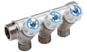 Коллектор AQUALINK 3/4″ Ду20 Ру10 2 отвода 1/2″ Ду15 внутренняя/наружная резьба с вентилями